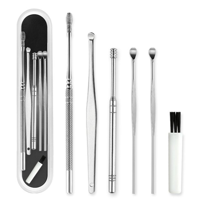 Juego De Herramientas De Limpieza De Cera Para Oídos Con Resorte, Juego De Herramientas De Limpieza De Orejas Con Diseño En Espiral De Acero Inoxidable, Kit De Eliminación De Cera Para Oídos 6 Piezas Speravity CE006831-00
