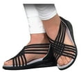 thumbnail image 3 of ZTTD Women's Fashion Casual Cross Strap Round Toe Sandals Elastic Band Slip On Shoes Black, 3 of 6