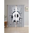 thumbnail image 4 of Sheer Curtains 72 Inches Long 2 Panels, Abstract Football Rod Pocket Curtain Voile Draperies, Geometric Black White Hexagon Light Filtering Window Treatment for Living Room Kitchen Bedroom, 4 of 8