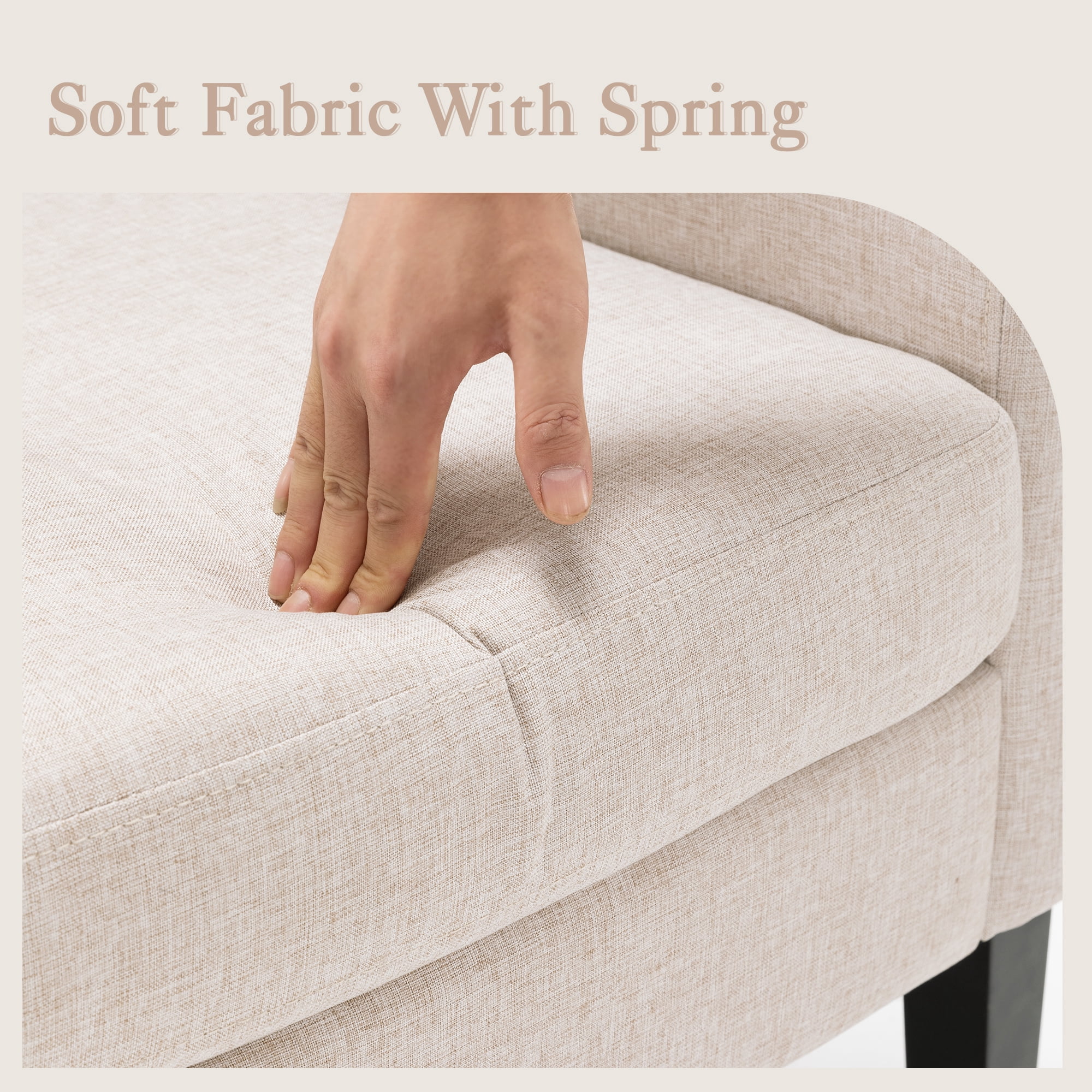Dycanpo 18.5"H Linen Accent Chairs Armchairs Set of 2, Upholstered for Home Bedroom, Linen Color