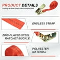 thumbnail image 3 of Uxcell Ratchet Tie Down Straps Ratcheting Securing Strap Track Spring Fittings for Motorcycles Trailer Kayak Cargo Red 1" x 6.5', 3 of 6