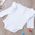 thumbnail image 3 of Infant Newborn Baby Boy Girl Long Sleeve Romper Cotton Ruffled Solid Color Bodysuit, 3 of 5