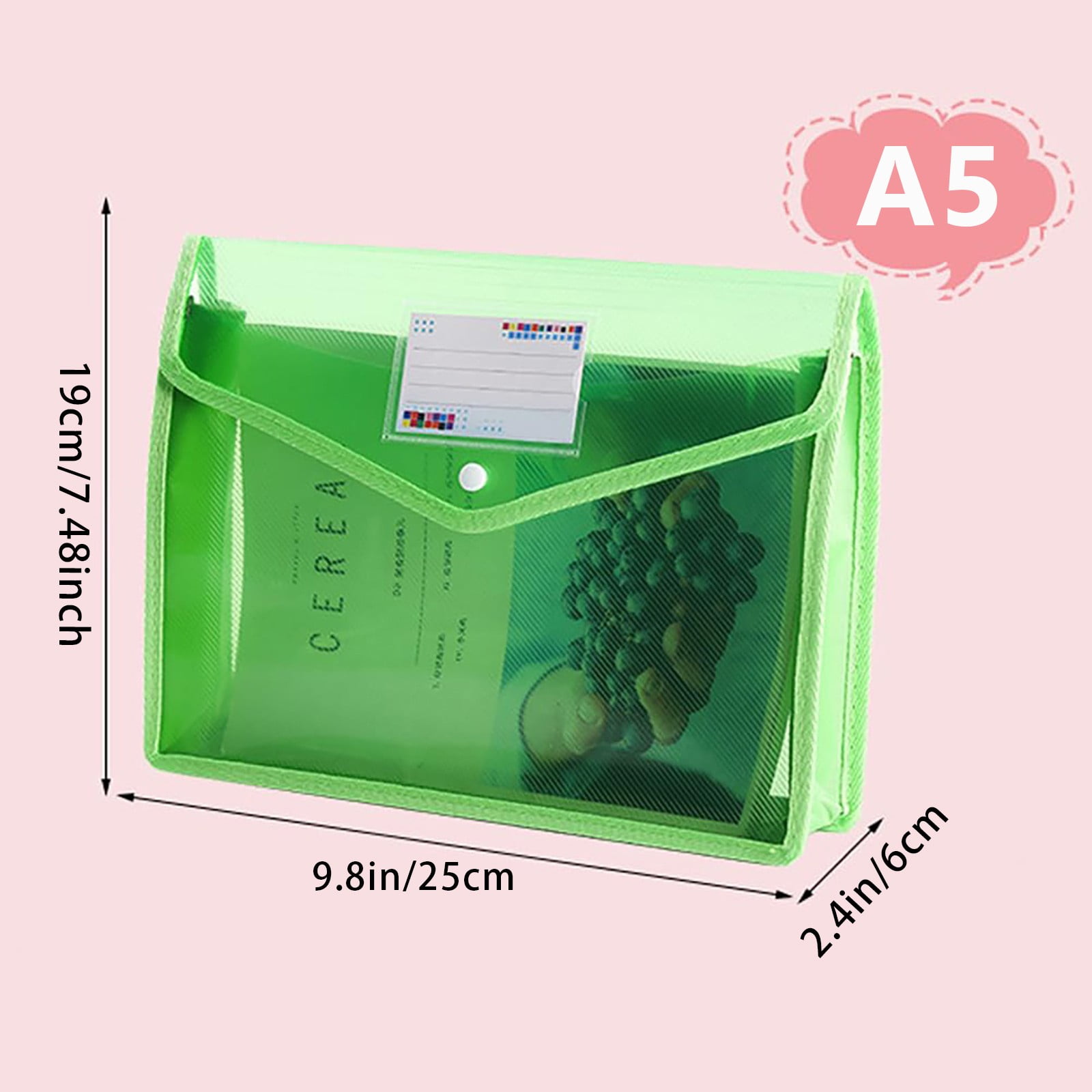 6-Pack A5 Clear Plastic File Folders – Snap Button Closure, Waterproof, For Documents & Organizing 2 thumbnail image