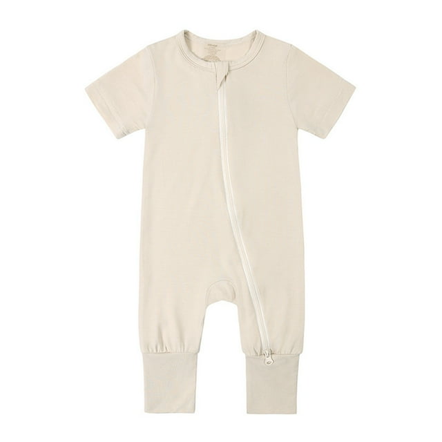 EDFBUYKRS Baby Rompers Footless Pajamas Zipper Short Sleeve Sleeper Jumpsuit