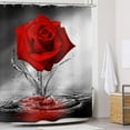 thumbnail image 4 of Rose Shower Curtain, Romantic Floral Blossom Red Rose Reflection on Water, Fabric Bath Curtain, Black and Red Bathroom Curtain, Machine Washable 69X84Inches, 4 of 6
