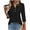 A175 Black, variant on Pullover for Women Split V Neck Three Quarter Sleeve Casual Button Decor Pleated Front Loose Fit Solid Color Work Office Formal Professional Flowy Chiffon Feel Tops