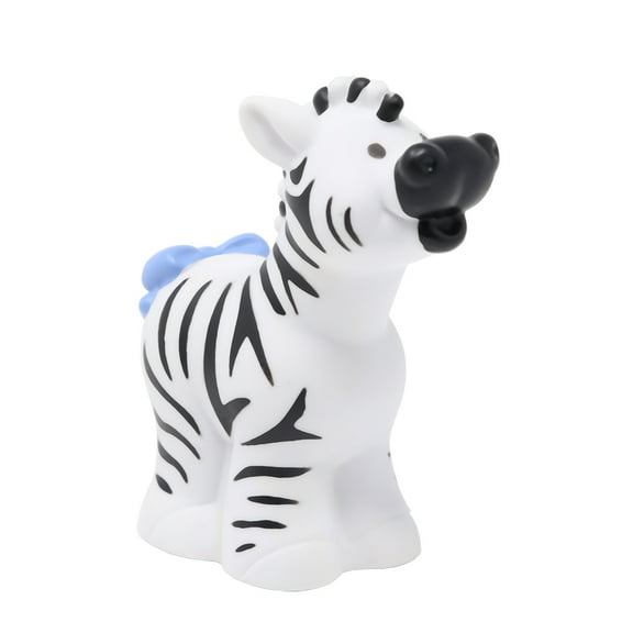 Replacement Part for Collectible Fisher-Price Little People Zoo Animals Playset 77984 - Replacement Black and White Zebra Figure with Blue Bow on Tail