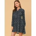 thumbnail image 2 of INSPIRE CHIC Robe Décontractée à Manches Longues et Col en V à Fleurs pour Femmes avec Taille Cintrée, 2 of 6