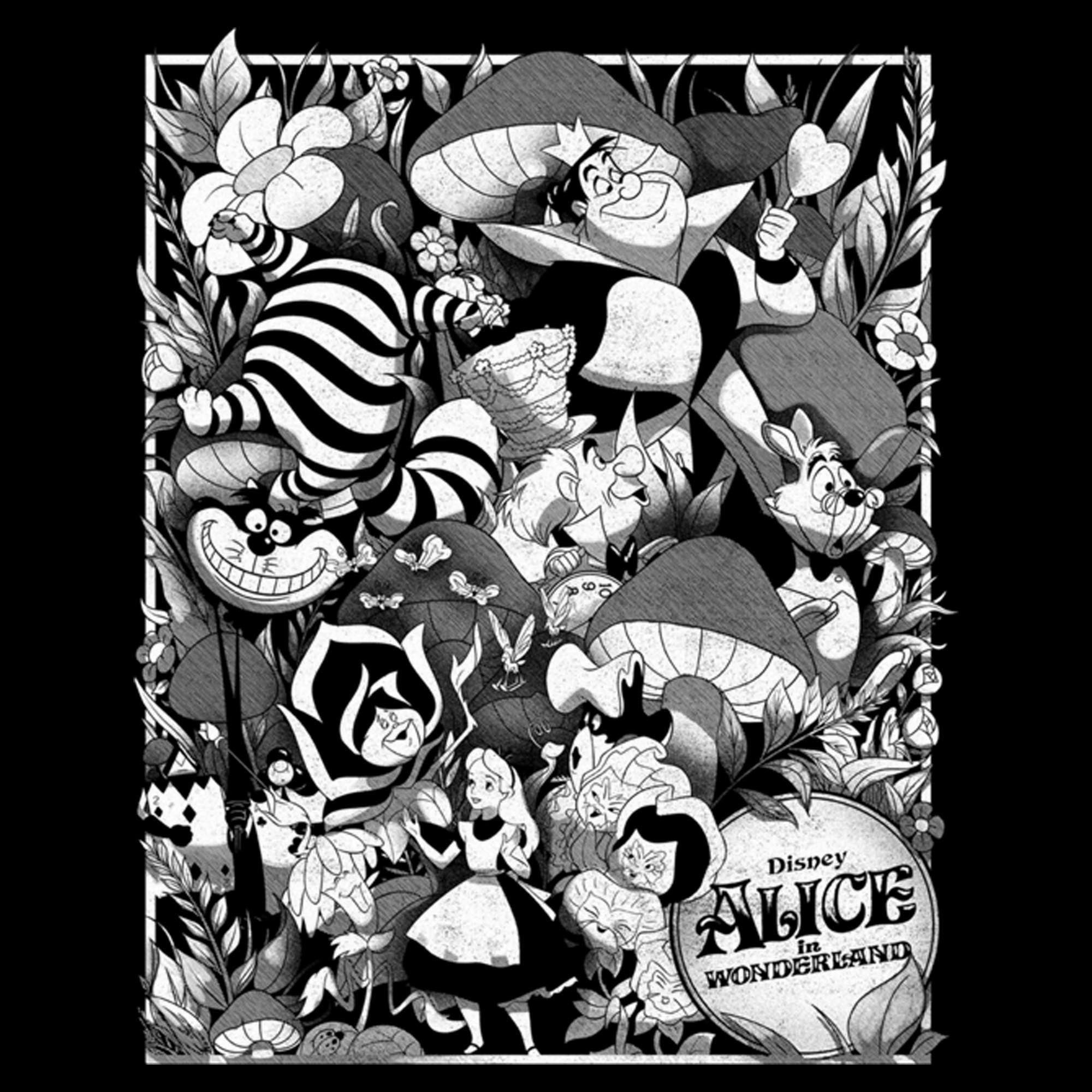 Men's Alice in Wonderland Grayscale Character Poster Graphic Tee Black  Large - Walmart.com, image size:2000x2000