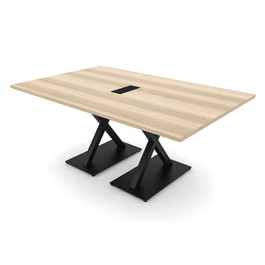 6 Person Rectangular Conference Table With X Bases Data And Electric