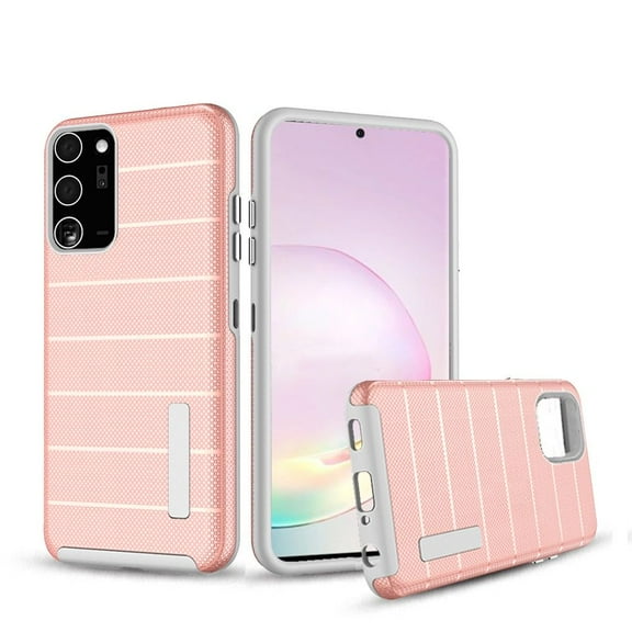 For Samsung Galaxy Note 20 Plus Stripes Tough Strong Hybrid Case Cover - Rose Gold