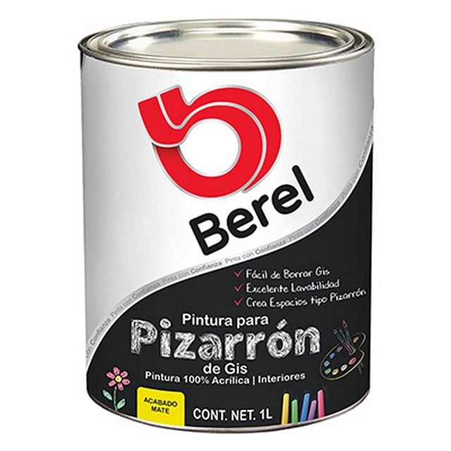 pintura para pizarrón berel acrílica interior 1l color negro mate