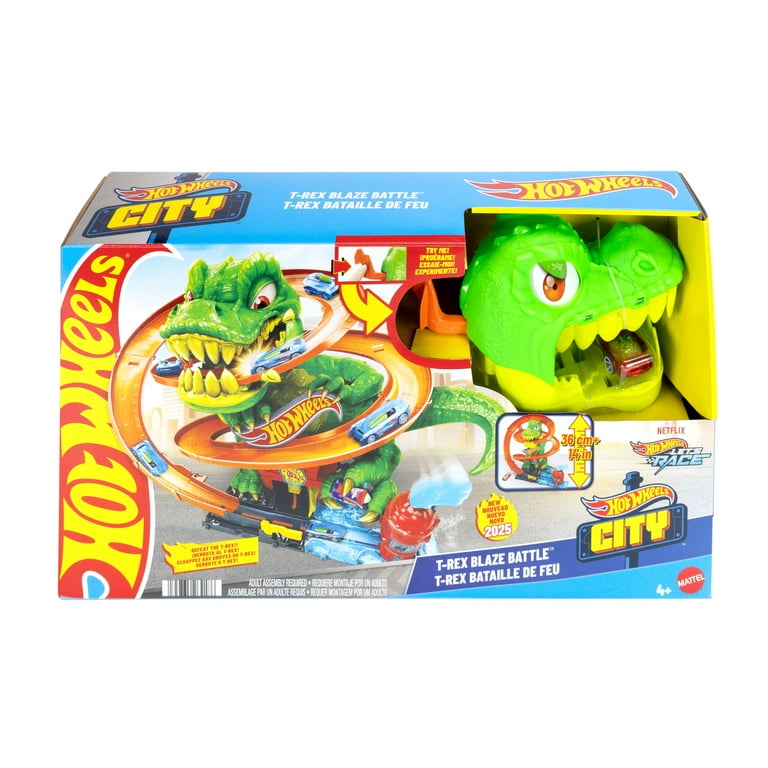 Free Shipping! Hot Wheels City T-Rex Blaze Battle Playset with