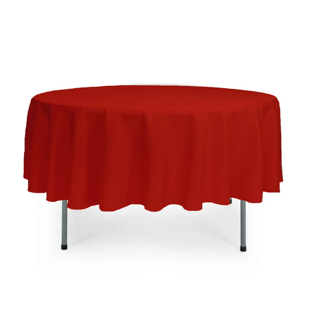 90 Inch Round Polyester Tablecloth Red, Red Round Tablecloths