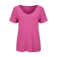 thumbnail image 5 of Endives Women's Short Sleeve T Shirt V Neck Classic Fit Fashion Casual T Shirt Solid Color Basic Tee T-Shirt Hot Pink, 5 of 7