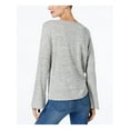 thumbnail image 2 of INC Womens Gray Lace Long Sleeve Jewel Neck Top L, 2 of 4