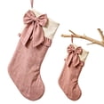 thumbnail image 2 of 2 Pack Christmas Stockings, Retro Bow Holiday Stocking Set for Fireplace Mantel, 18-Inch Stair Railing, Door & Christmas Tree, Cozy Xmas Home Decor Pink, 2 of 6