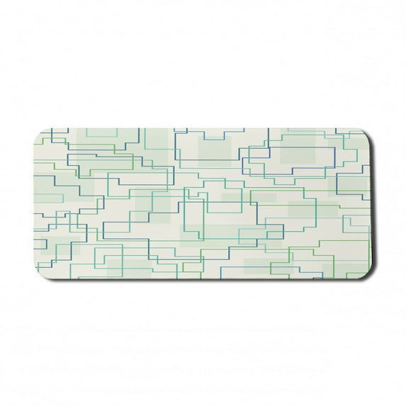 Geometric Computer Mouse Pad, Futuristic Design Like a Subway Line with All Routes in Town Pattern, Rectangle Non-Slip Rubber Mousepad X-Large, 35" x 15", Mint Green Royal Blue, by Ambesonne