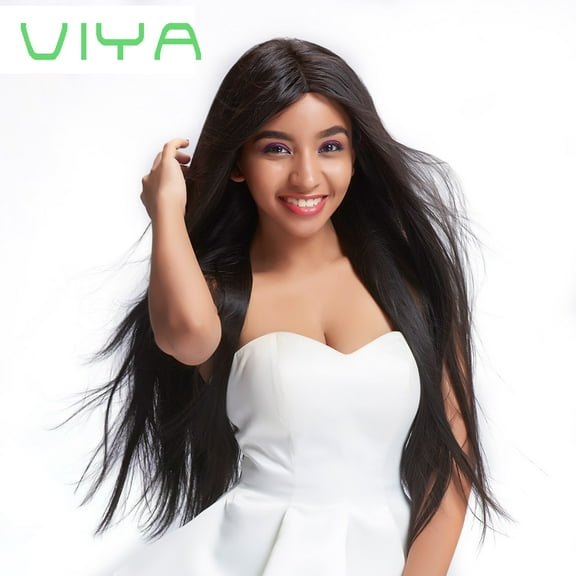 VIYA Silky Straight Hair Wig for Black Women Lace Front Wigs 13X4 180% Density Natural Black 20 Inch