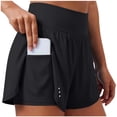 thumbnail image 6 of COMVALUE Women's Running Shorts with Zipper Pocket 2 in 1 High Wasited Workout Athletic Gym Yoga Spandex Shorts for Women Black S, 6 of 7