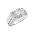 thumbnail image 5 of RYLOS Men's Ring 14K White Gold Ring, 7MM Round Shape Gemstone Designer Style Ring Fun & Fabulous Opal October Birthstone Rings Gold Size 11, 5 of 8