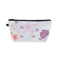 thumbnail image 1 of Bolsas de maquillaje impresas con flores únicas de 1 pieza para viajes de vacaciones, púrpura claro, poliéster, 1 of 5