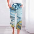 thumbnail image 2 of Virmaxy Womens Straight-Leg Capris Pants Fall Hemp Print Loose Fashion Drawstring Trousers Seven-Quarter Trousers Long Trousers Multicolor-K M, 2 of 5