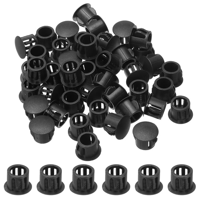 Uxcell 45 Pcs Bouchons de Trou en Nylon, 2/5 Pouces(10mm) Bouchons de Trou de Vis Ronds, Noir
