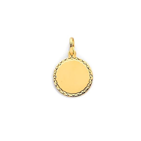14k Genuine Yellow Gold Engravable Plain Charm Pendant