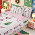 thumbnail image 3 of Manfei Winter Holiday Zipper Full Size Comforter Sets with Fitted Sheet and 2 Pillowcases,Festive Christmas Tree Zipper Bedding Set,Pink Reversible,4-Piece, 3 of 7