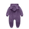 thumbnail image 4 of Ccpelsie Newborn Baby Winter Snowsuit - Bear Outfit Fleece Warm Jumpsuit Romper Hooded Clothes for Infant Girls Boys(Purple,3-6 Months), 4 of 4