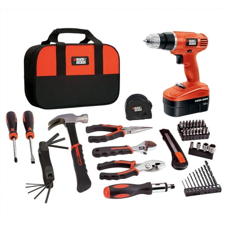 BLACK+DECKER 18V Cordless NiCad Drill/Driver with 64-Piece Complete Home Project Kit
