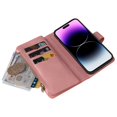 thumbnail image 6 of K-Lion for Moto G Power 2021 ,Retro Classic PU Leather Zipper Card Slots Kickstand Wallet Flip Case Shockproof Full Body Phone Cover with Wrist Strap for Moto G Power 2021,Pink, 6 of 7
