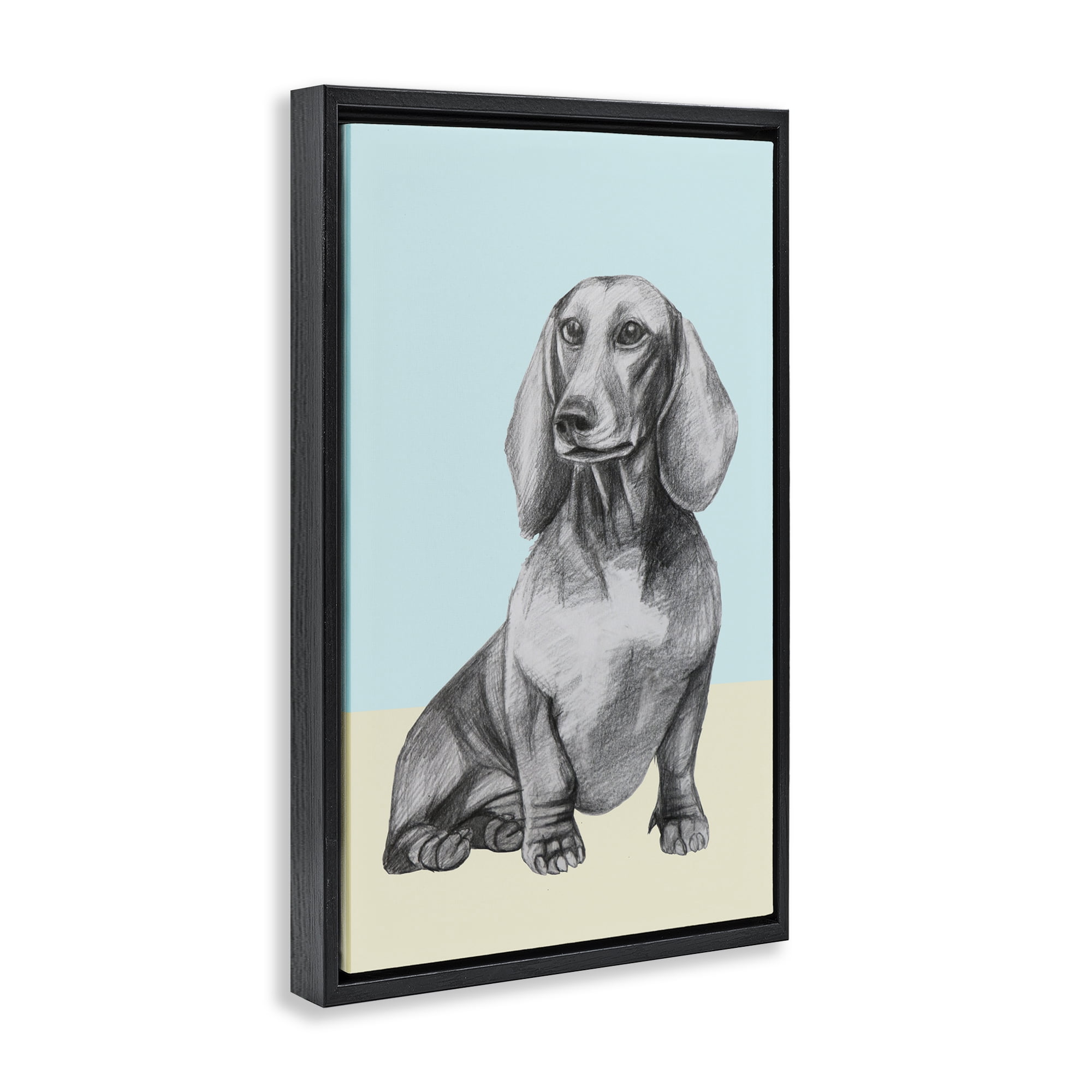 Stupell Industries Sitting Dachshund Sketch Black Framed Floater Canvas Wall Art, design by Violeta Vollmer