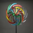 thumbnail image 2 of Colorful Anodized Finish Dual Flower Metal Wind Spinner Garden Stake 70 Inches High, 2 of 3