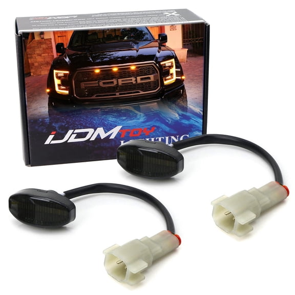 Smoked Lens Amber Full LED Front Fender Flare Side Marker Light Kit For 2017-2020 Ford Raptor, Powered by 12-SMD LED, Replace OEM Sidemarkers