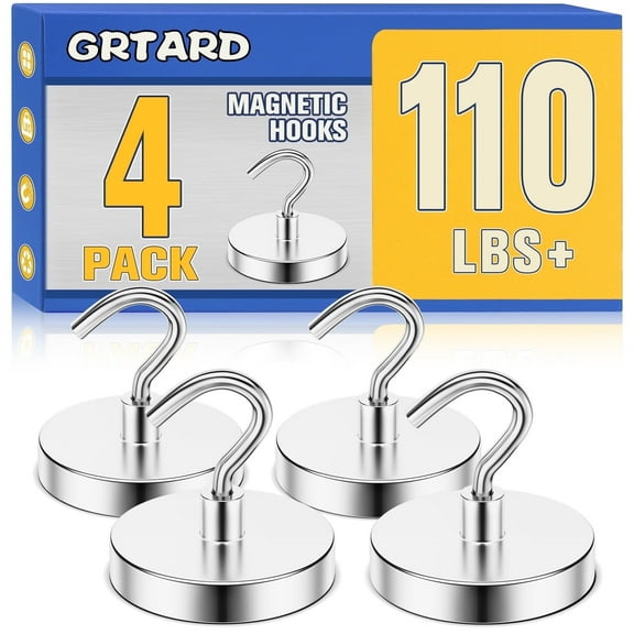 Grtard Magnetic Hooks Heavy Duty, Strong Magnet Hooks for Cruise, 110 Lbs  Magnetic Hooks for Fridge, Garage, Hanging, Classroom, Grill, Cabins, Office, Home, Workplace and Kitchen.