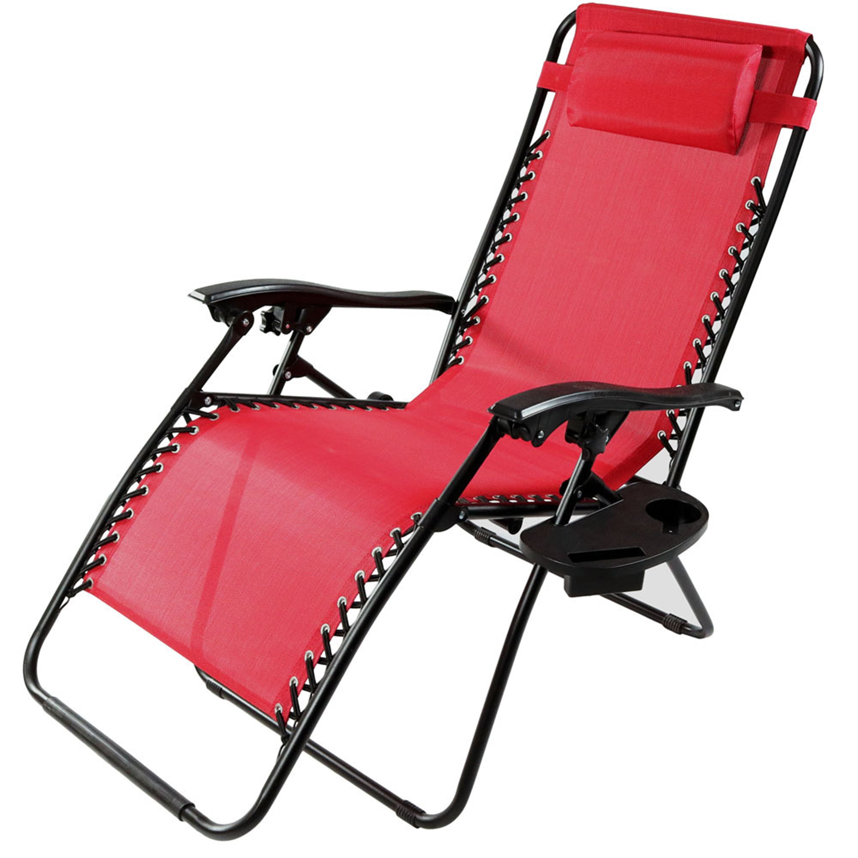Sunnydaze Outdoor XL Zero Gravity Lounge Chair with Pillow and Cup
