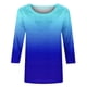 thumbnail image 4 of ICHUANYI Clearance Women's Fashion Printed Loose T-shirt 3/4 Sleeves Blouse Round Neck Casual Tops(Blue, L) ICHUANYI WER2023080903679, 4 of 5