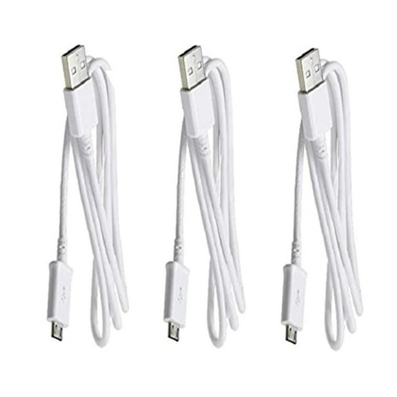 Samsung USB Charging Data Cable for Galaxy S2/S3/S4/Note 1/2, 3 Pack - Non-Retail Packaging - White - New