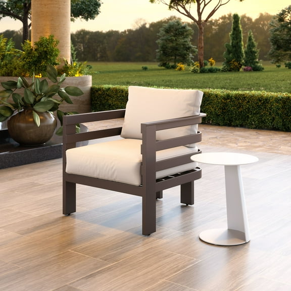Bal Harbor Armchair White Accent Chair, Modern Style, Removable and washable cushion cover, Aluminum, Outdoor Living