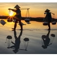 thumbnail image 2 of Norring, Tom 13x12 Gold Ornate Wood Framed with Double Matting Museum Art Print Titled - Vietnam-Doc Let Salt lake-Workers harvesting the salt-Early morning sunrise, 2 of 4