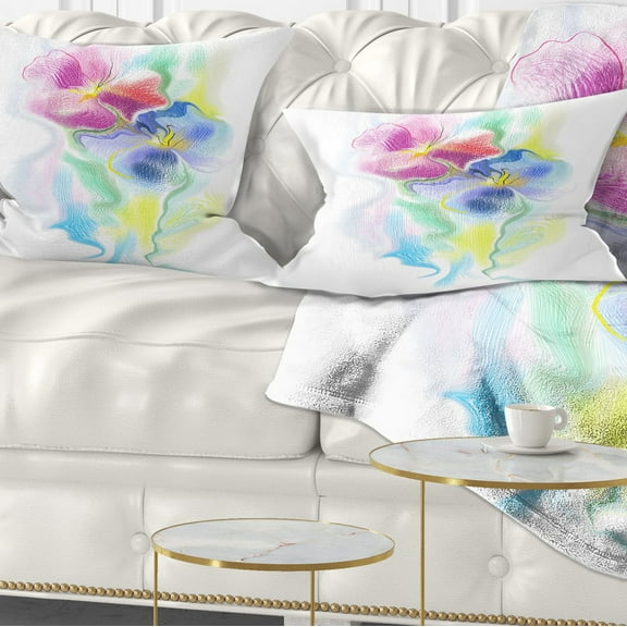 Designart Colorful Floral Watercolor Sketch - Floral Throw Pillow - 12x20