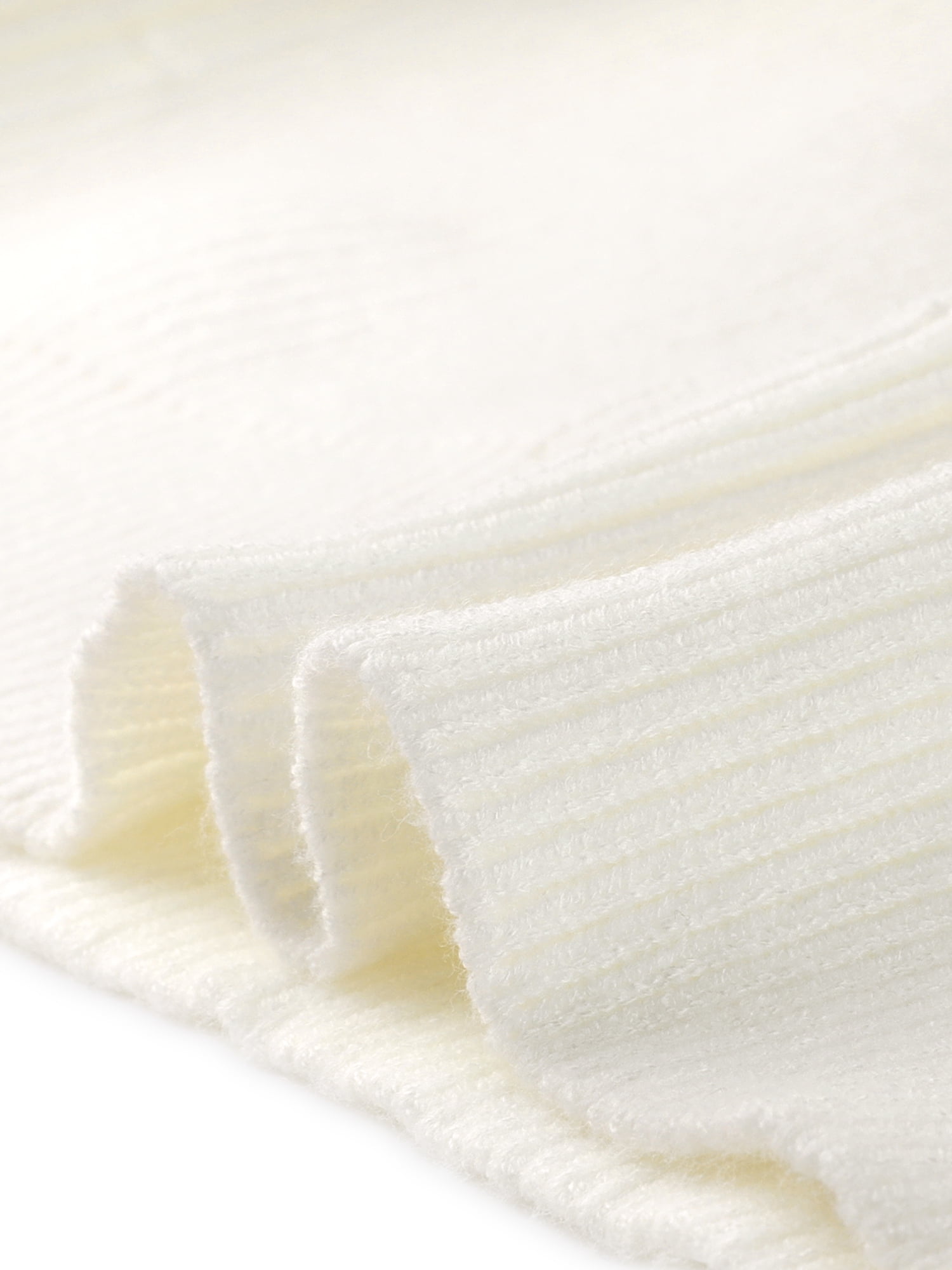 Women's V Neck Button Up Long Sleeve Ribbed Knit Loose Chunky Warm Pullover Sweater Top S White