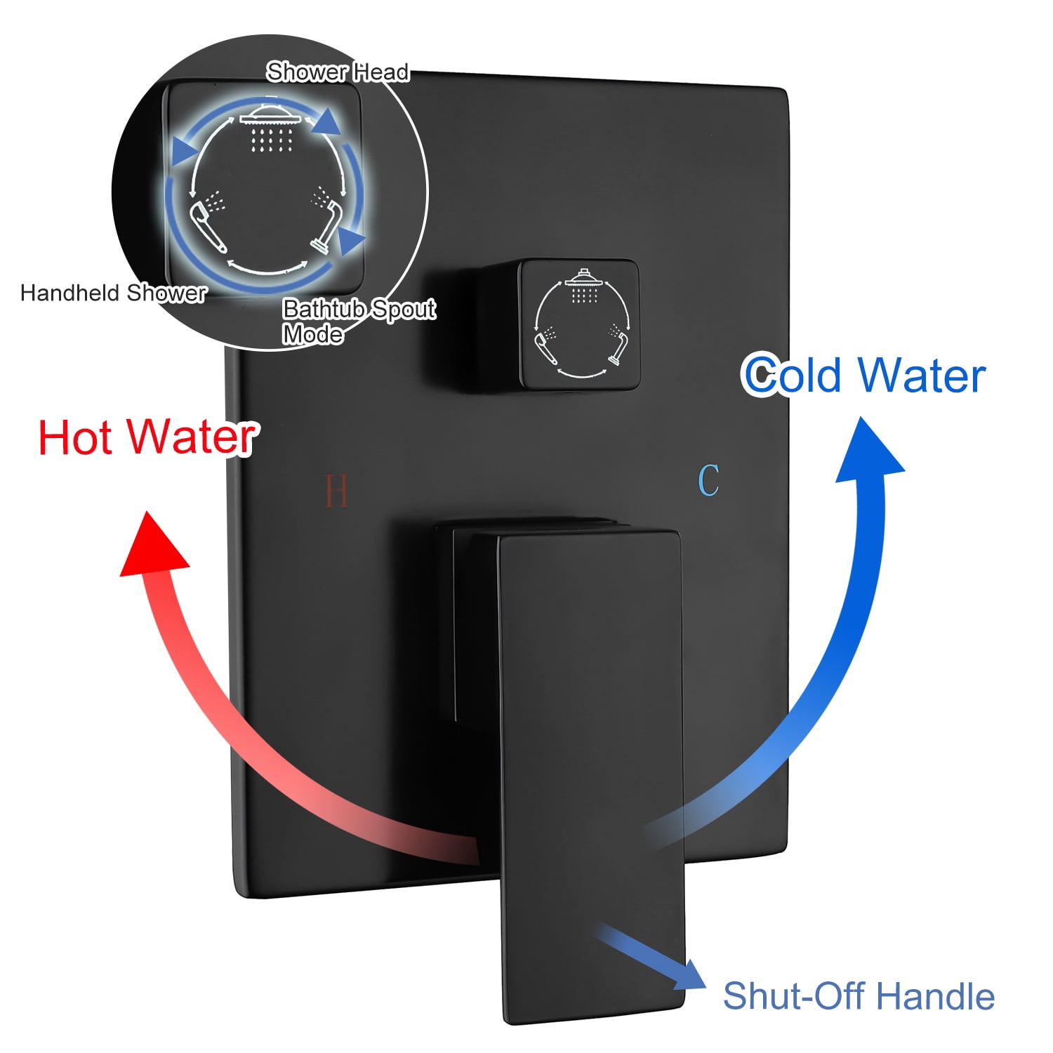 Rainlex One-Handle 1-Spray Setting Matte Black Bathtub Shower Faucet