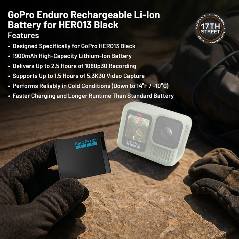 GoPro HERO13 Black in Forest Green+Extra 1900mAh Enduro Battery+