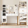 thumbnail image 3 of Kojooin Modern Vanity Desk with Lighted Mirror, LED Cabinet, USB Charging Station, Drawers and Cushioned Stool, 3 of 7