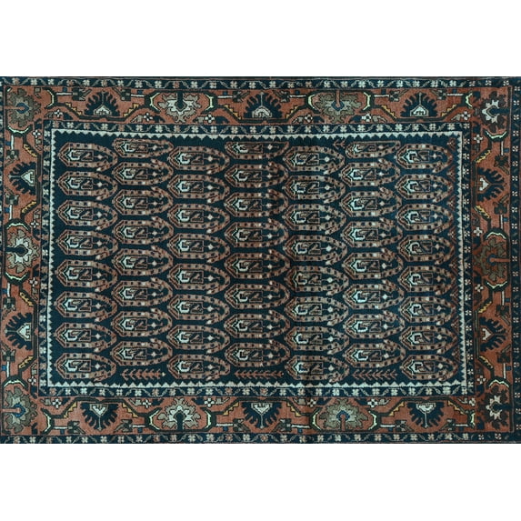 Ahgly Company Indoor Rectangle Persian Light Blue Traditional Area Rugs, 5' x 8'
