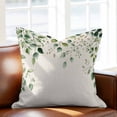 thumbnail image 2 of Green Eucalyptus Leaf Throw Pillow Cover Country Watercolor Plant Cotton Linen Cushion Cover Throw Pillow Case with Invisible Zipper for Couch Sofa Bed Chair Car 20x20 Inch, 2 of 9