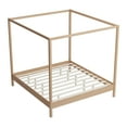 thumbnail image 3 of MODERNLUXE King Size Canopy Bed Frame,Platform Bed with Wooden Slats Support,Easy Assembly,Natural, 3 of 7